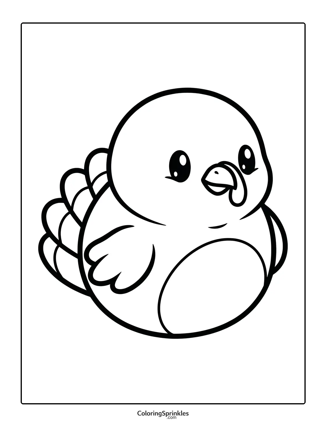 Coloring page of a cute simple turkey bird