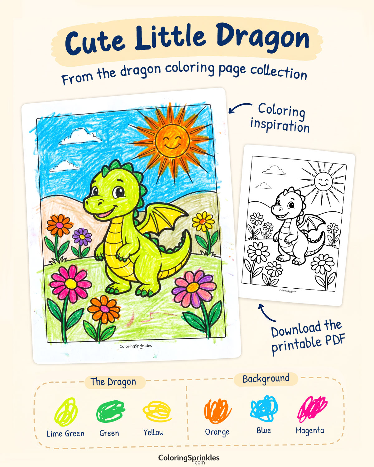 Cute Little Dragon Coloring Page Inspiration
