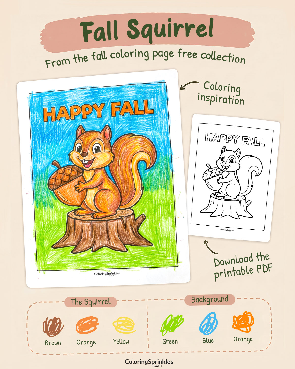 Fall Squirrel Coloring Page Inspiration