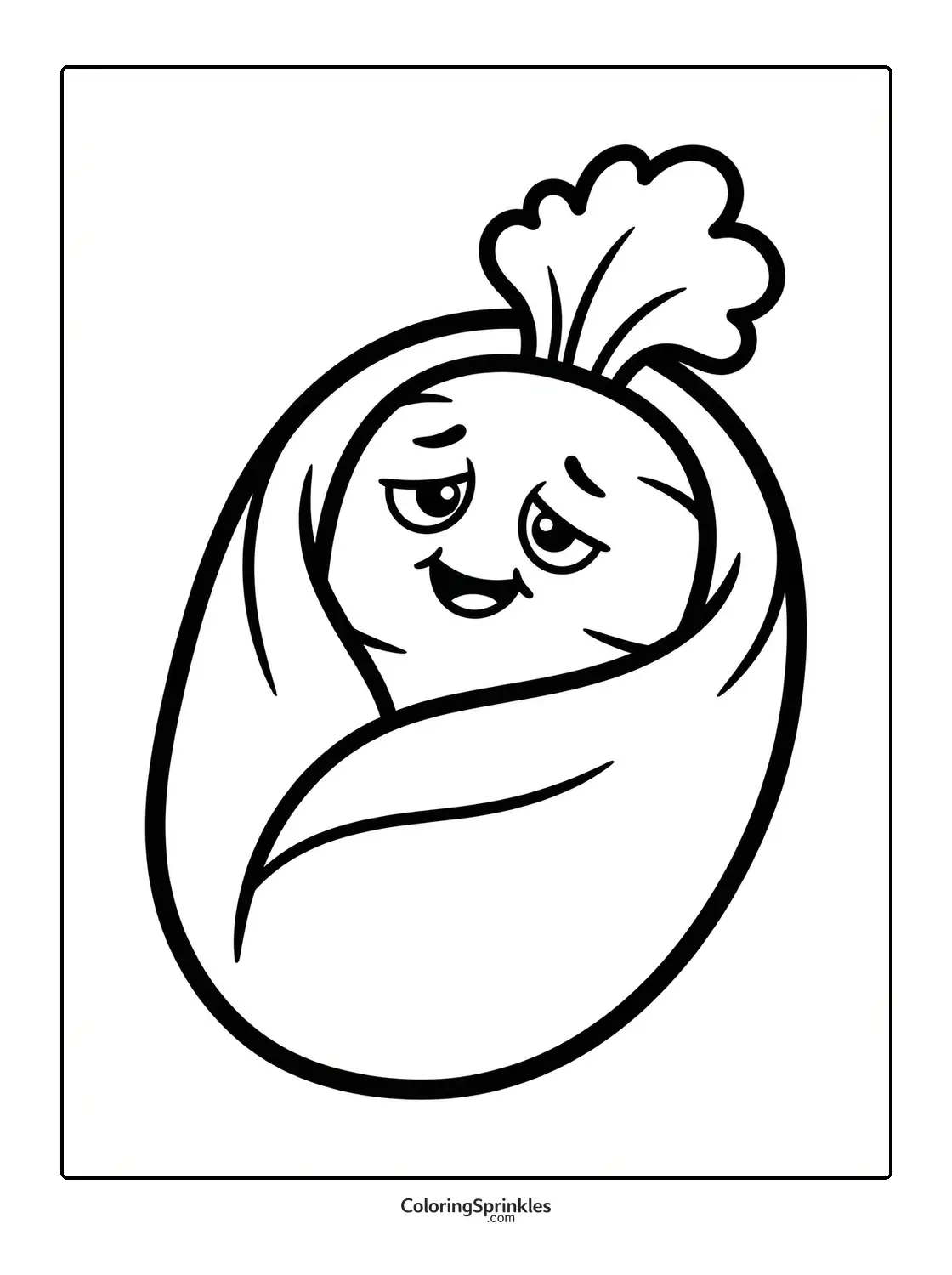 Coloring page of a cute carrot with a smiling face