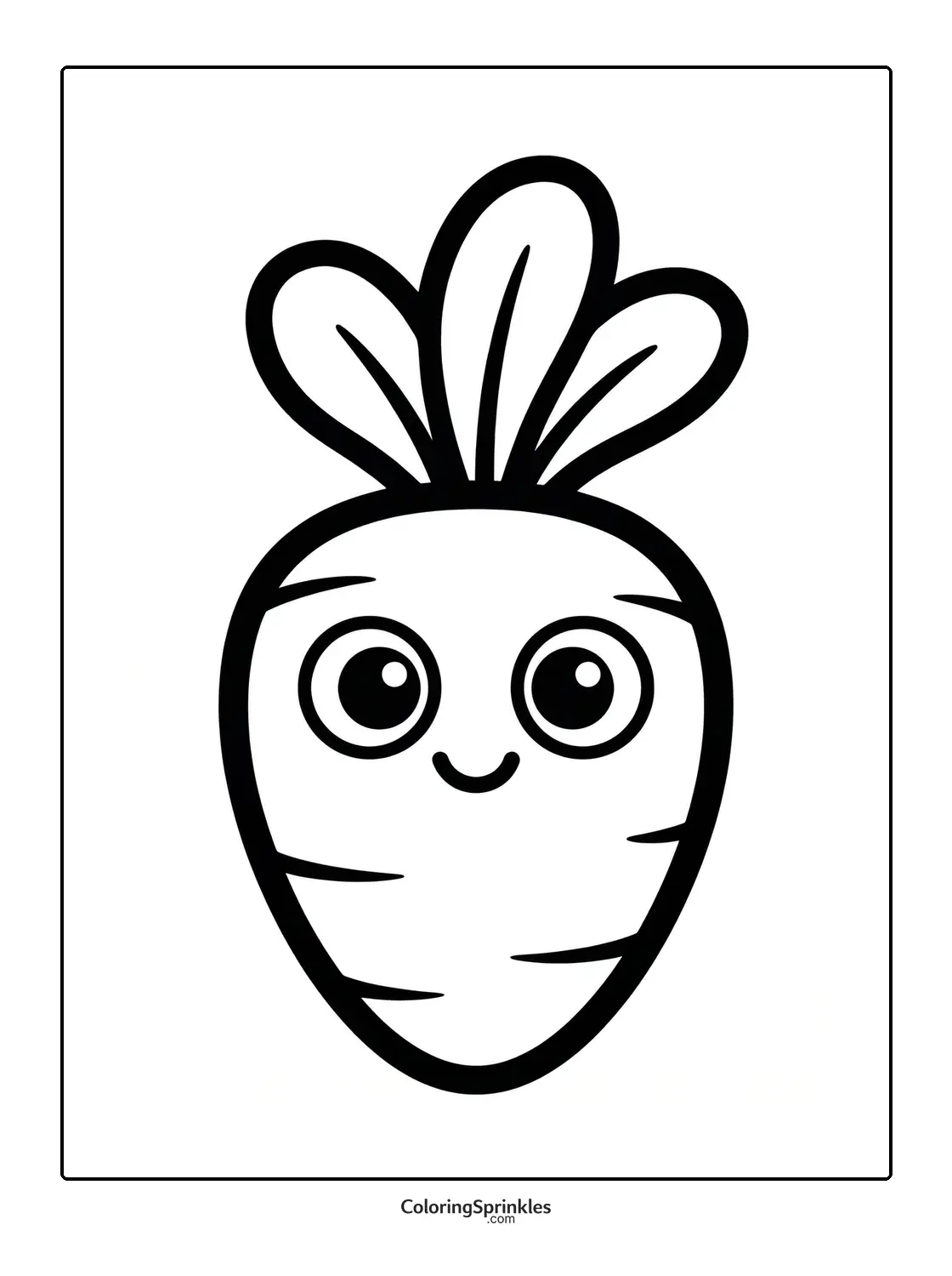 Coloring page of a cute carrot with a smiling face