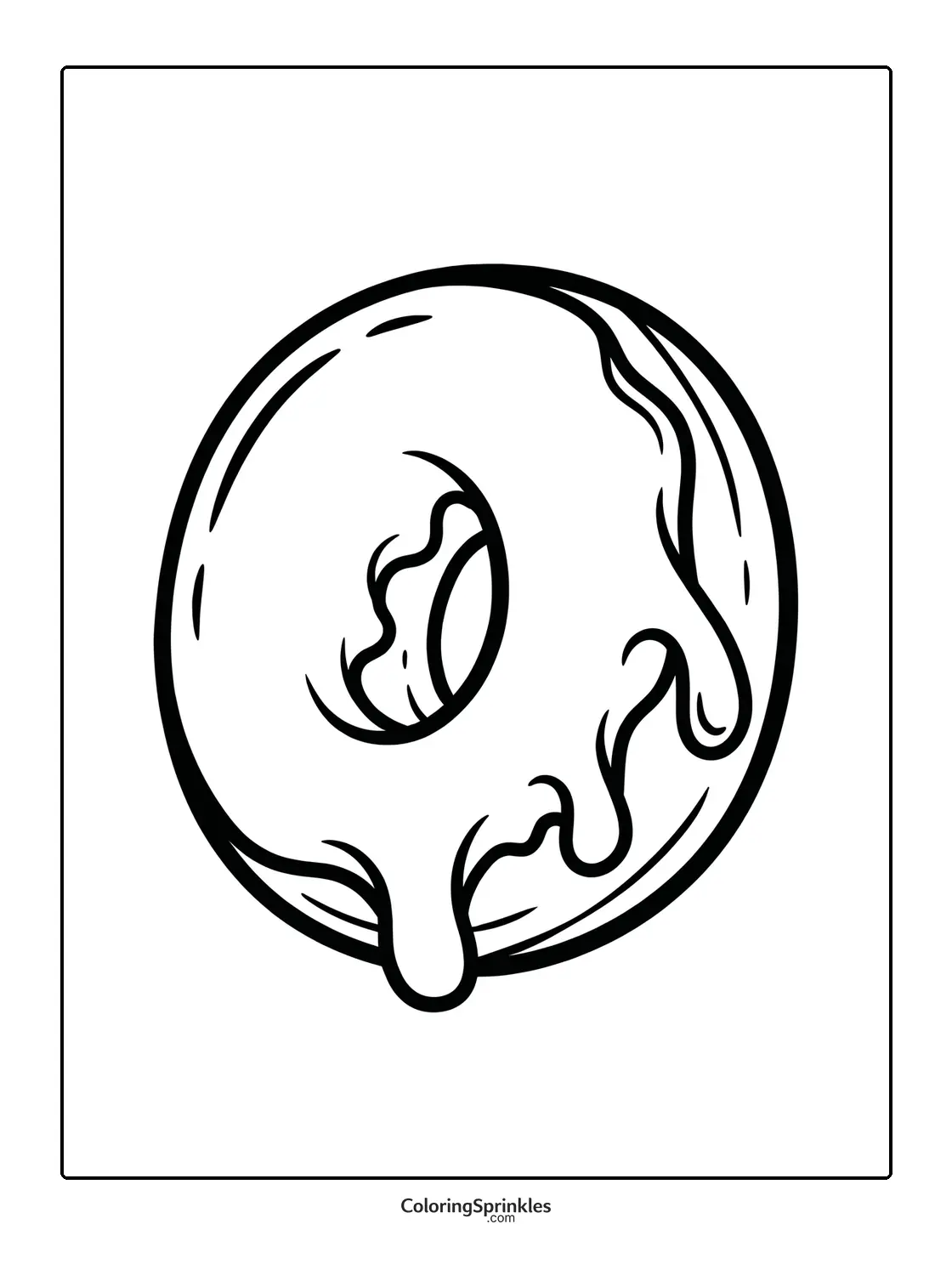 Coloring page of a simple glazed donut