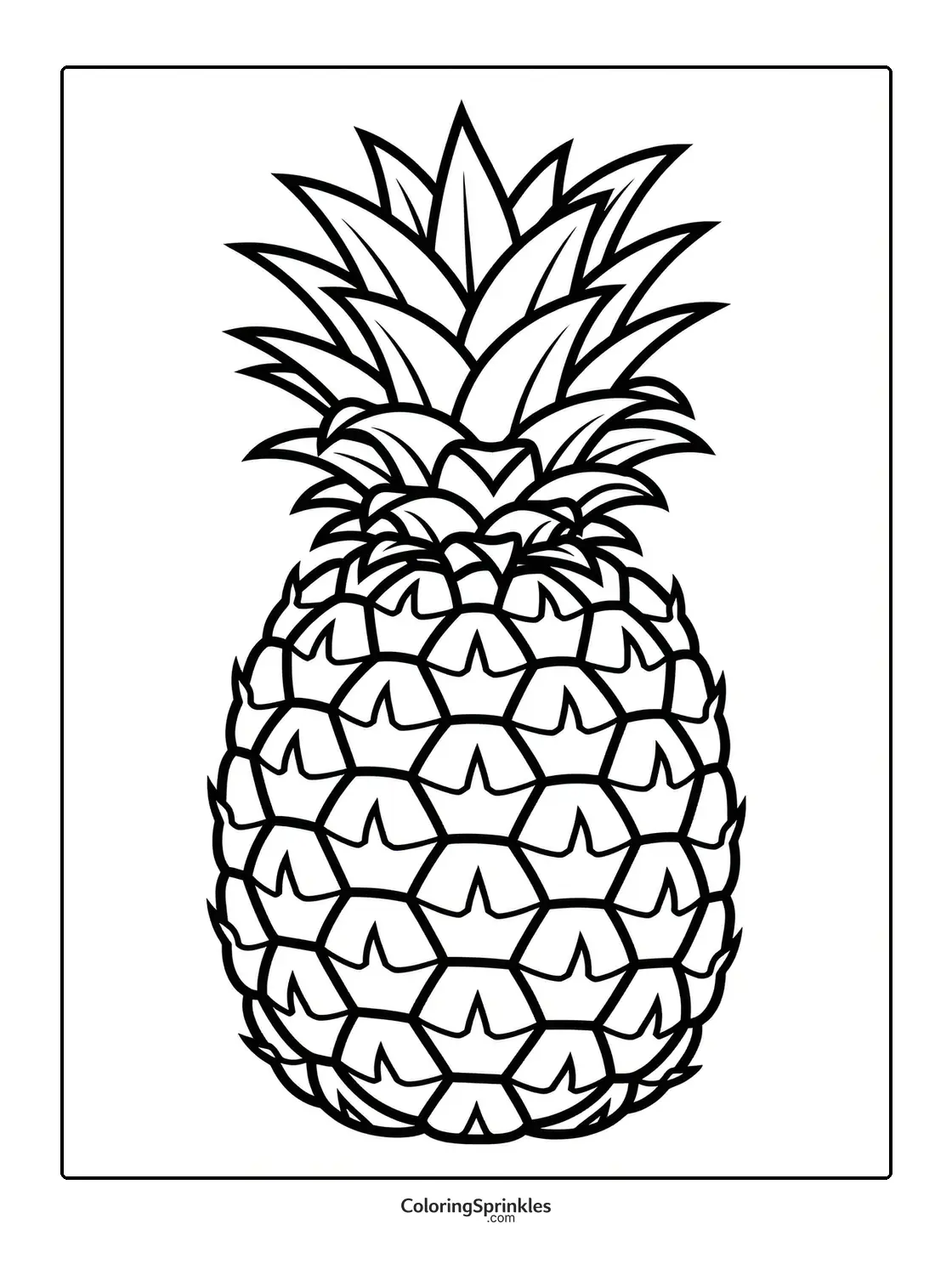 Coloring page of a pineapple fruit outline