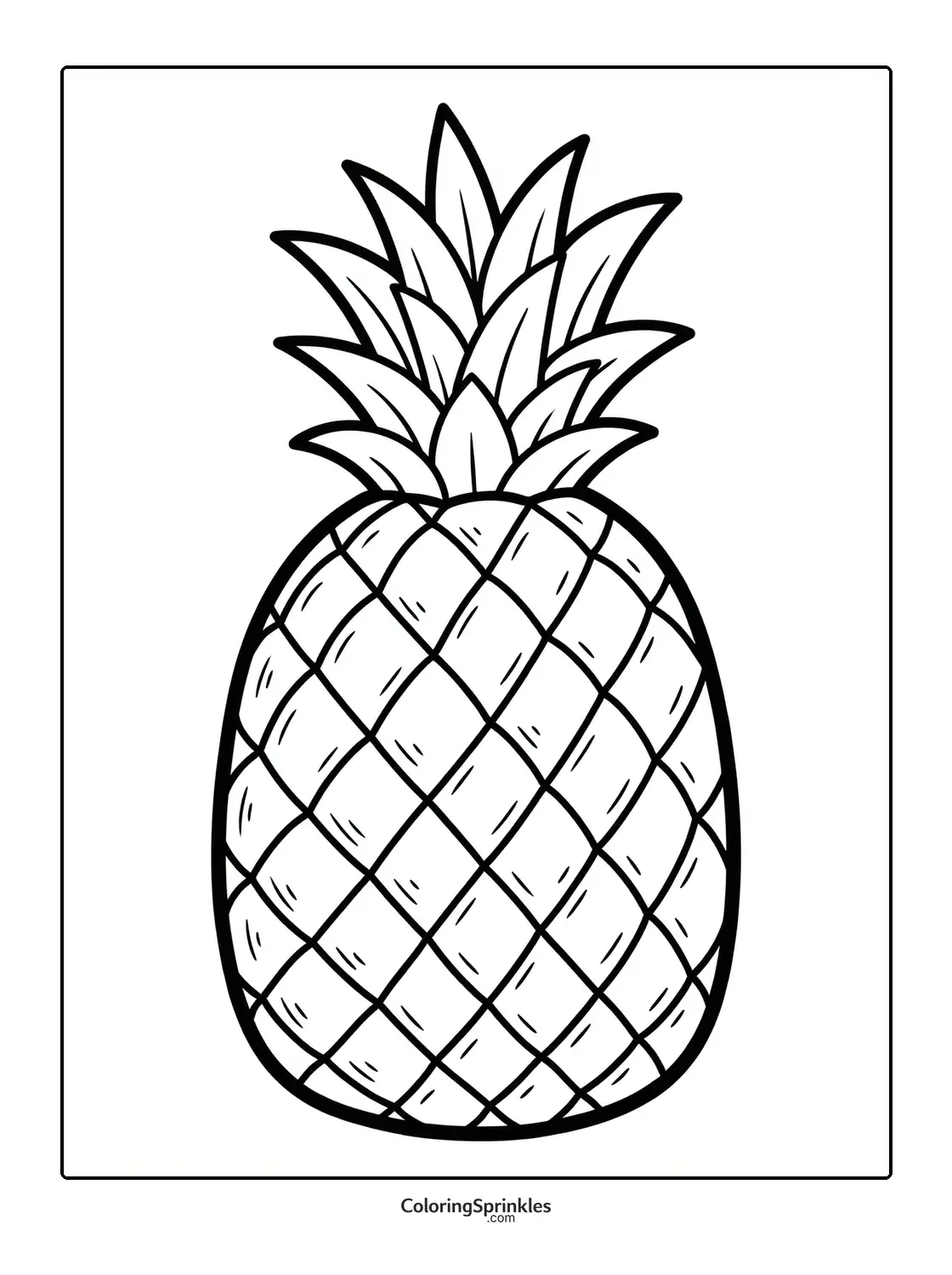 Coloring page of a pineapple fruit outline