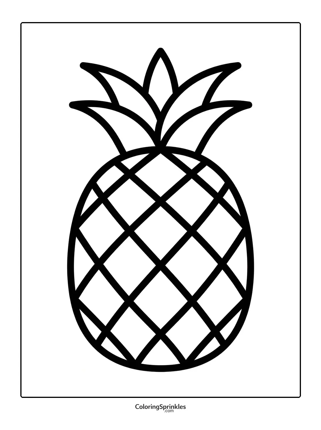 Coloring page of a simple pineapple fruit outline