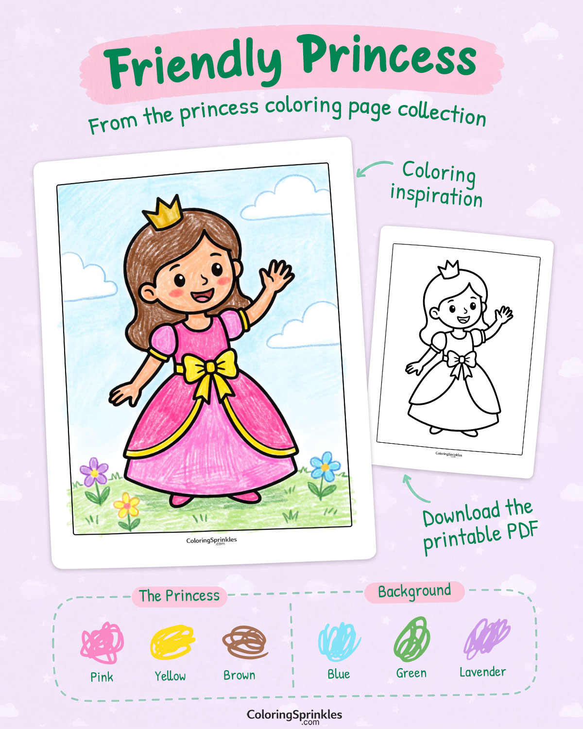 Friendly Princess Coloring Page Inspiration