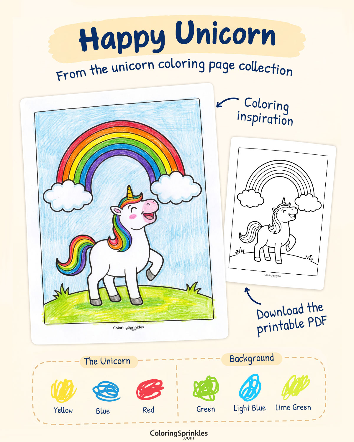 Happy Unicorn Coloring Page Inspiration