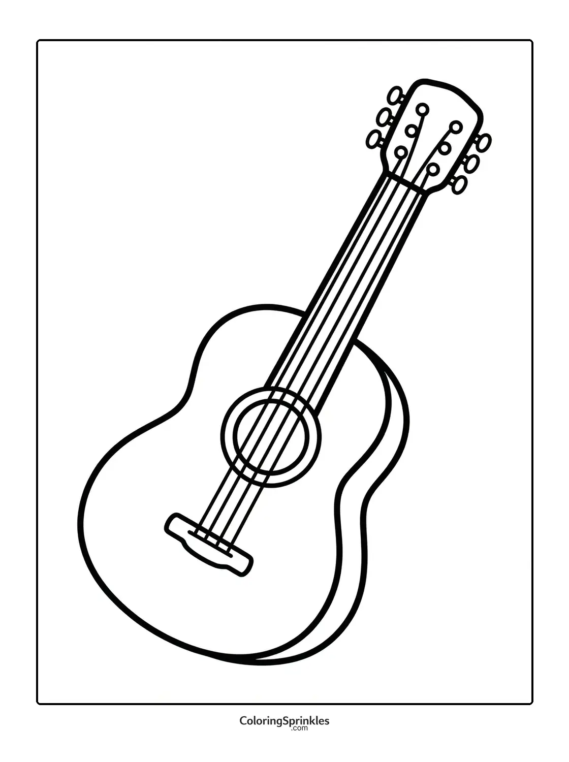 Coloring page of a guitar musical instrument for Cinco de Mayo