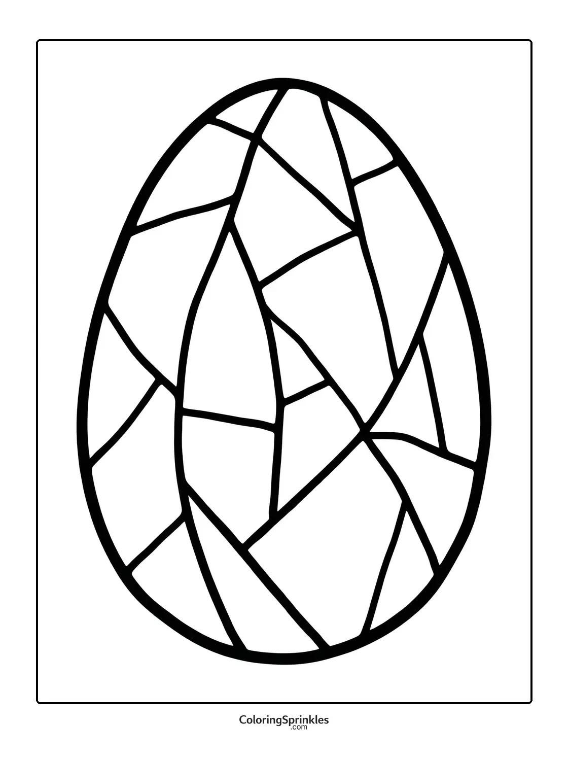 Coloring page of an Easter egg with geometric pattern