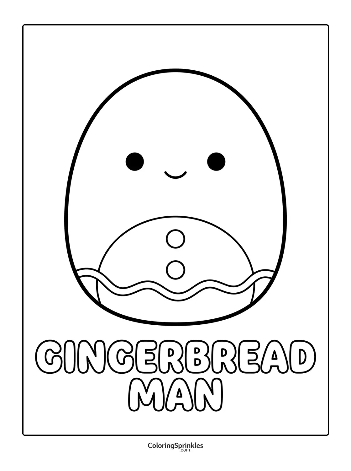 Coloring page of a simple cute gingerbread man