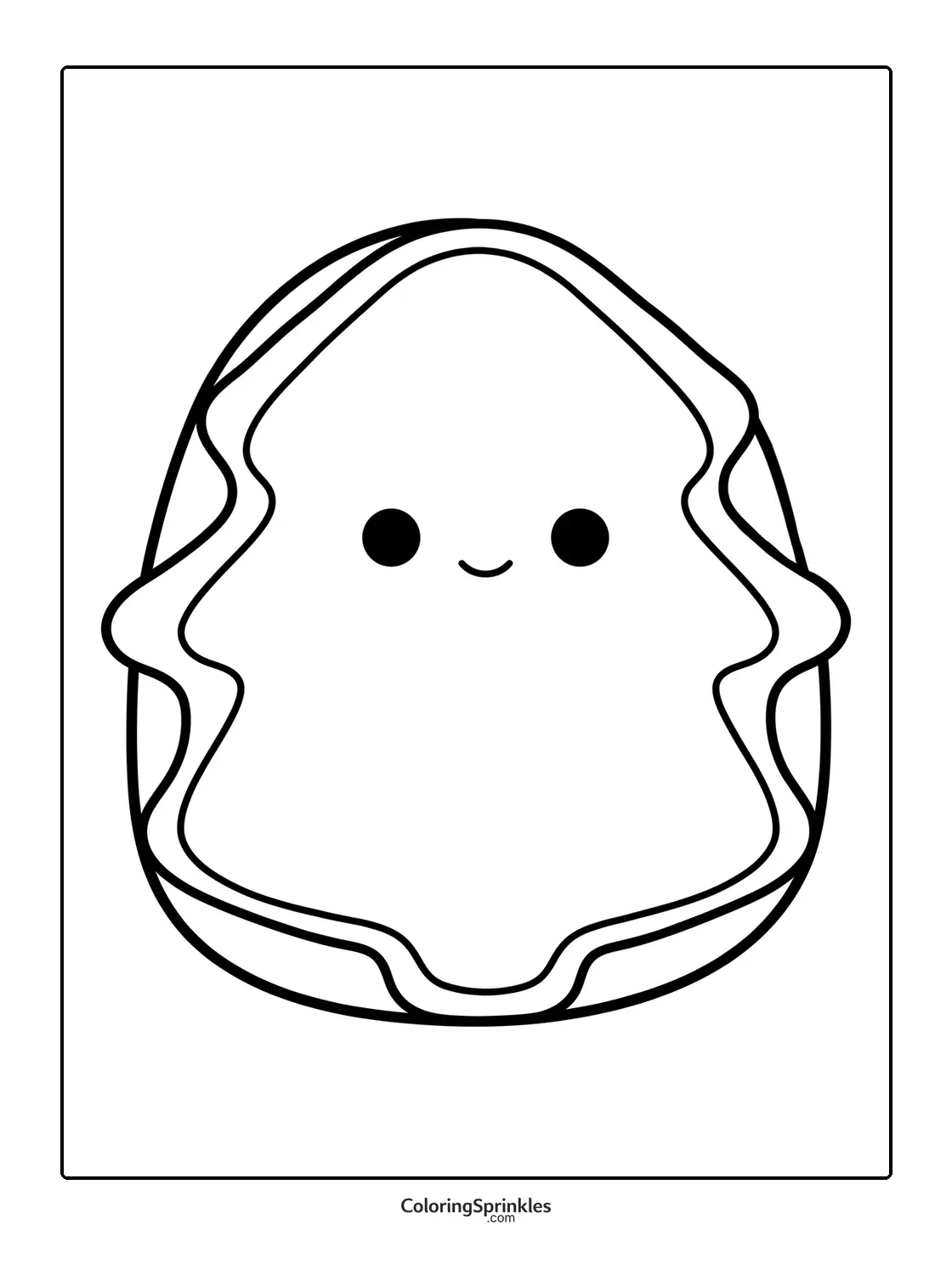 Coloring page of a simple smiling gingerbread man
