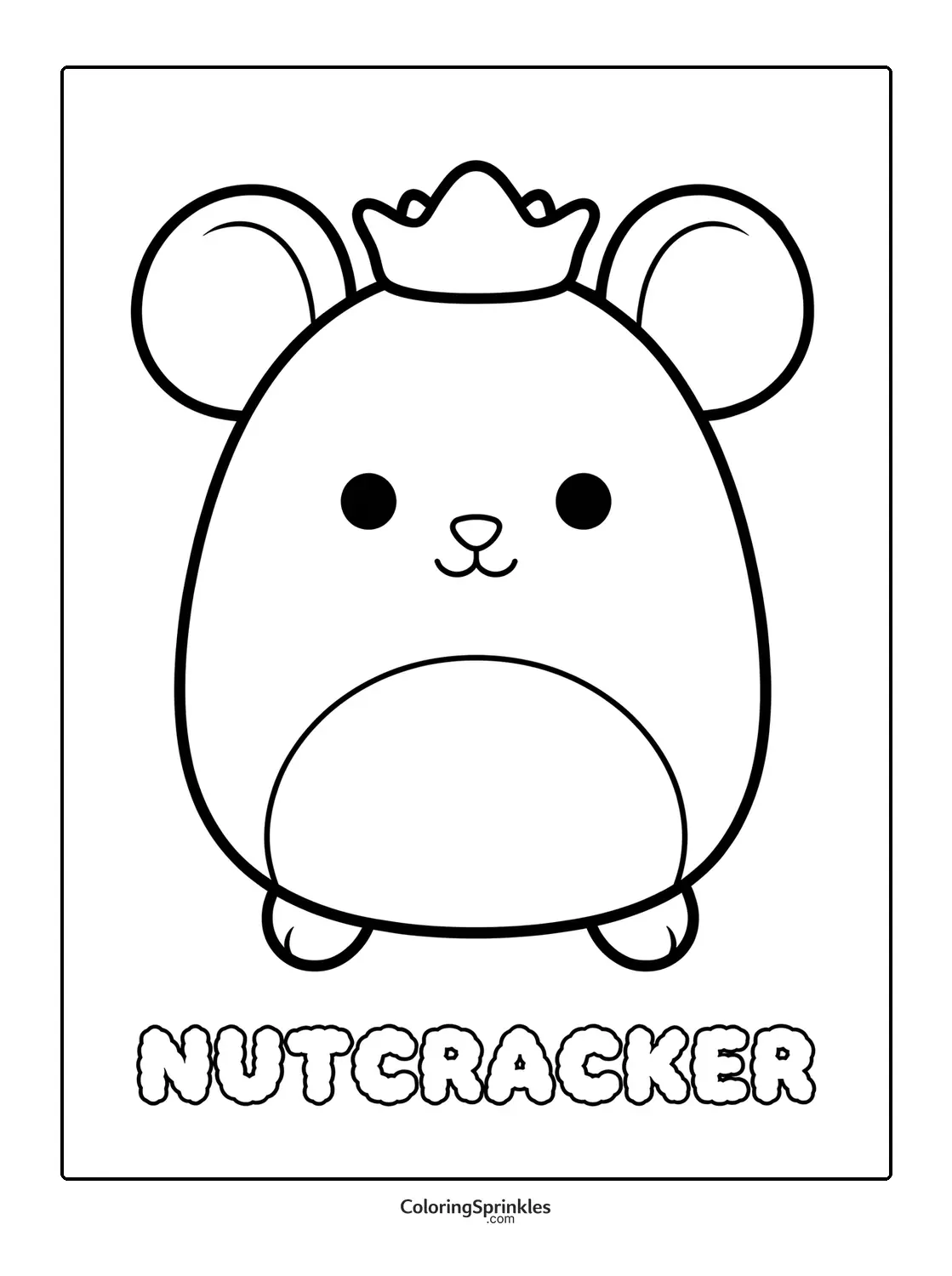 Coloring page of a cute mouse nutcracker with a crown