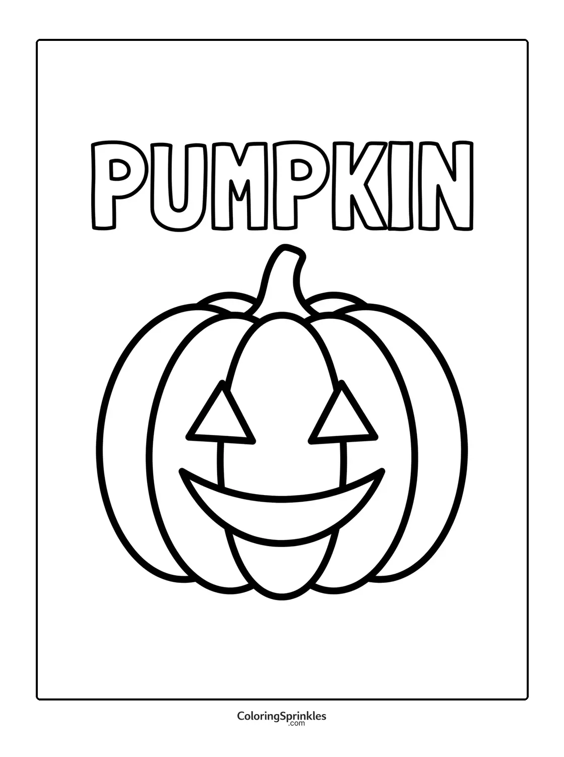 Coloring page of a smiling jack-o-lantern pumpkin