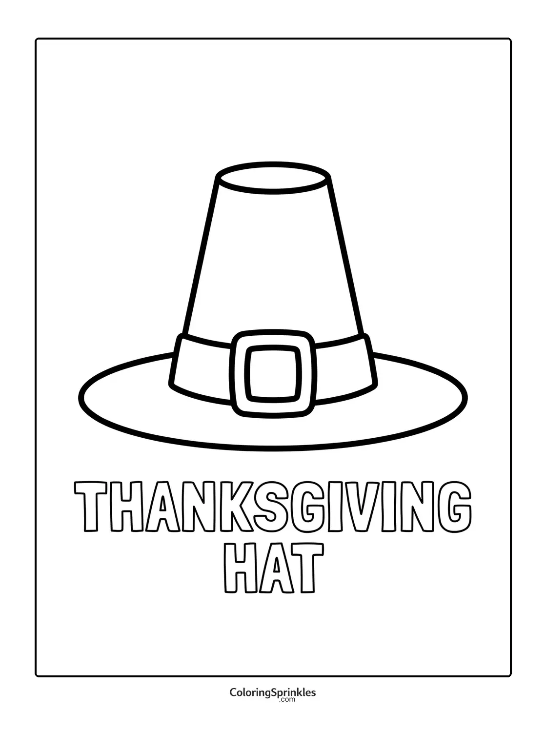 Coloring page of a simple Thanksgiving pilgrim hat