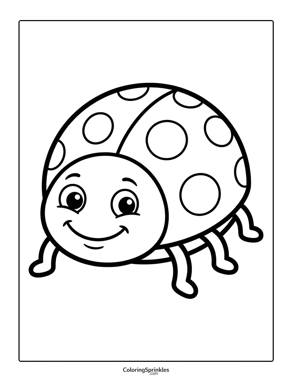 Coloring page of a smiling cute ladybug insect