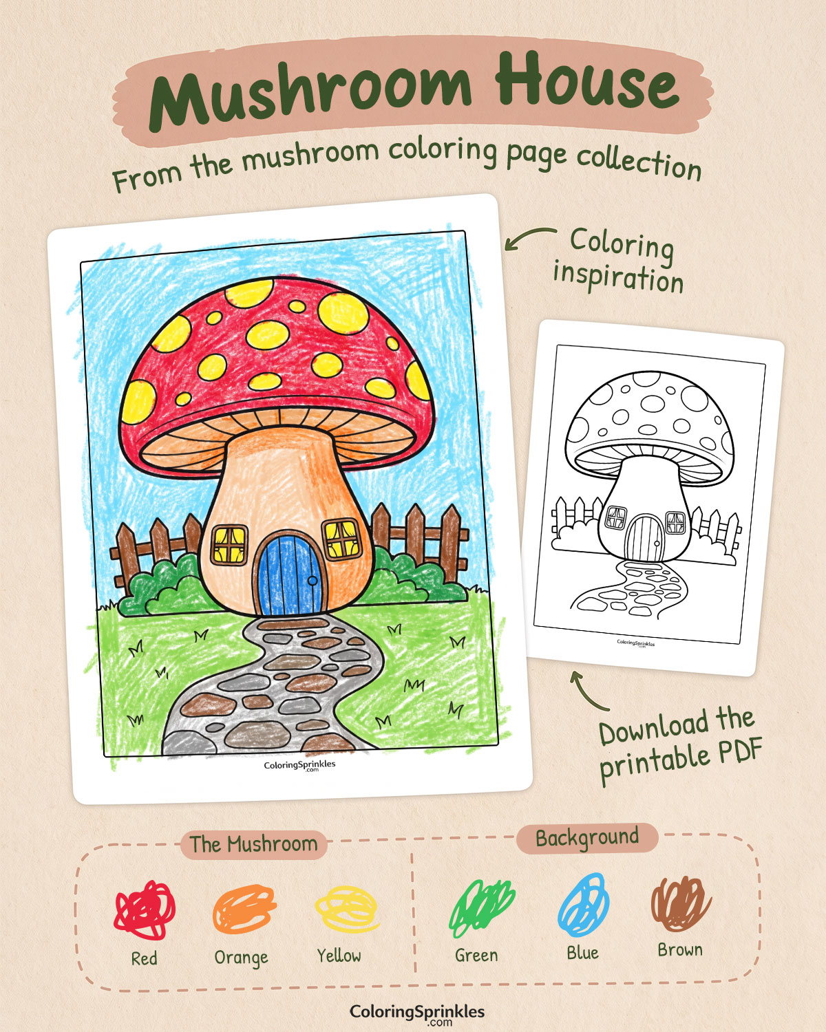 Mushroom House Coloring Page Inspiration