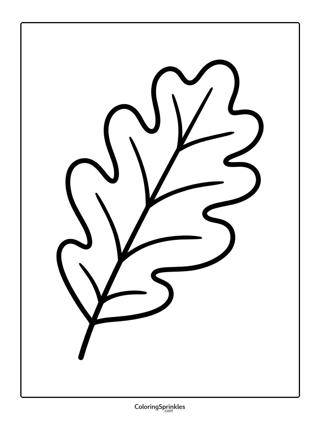 Coloring page of a simple oak leaf outline