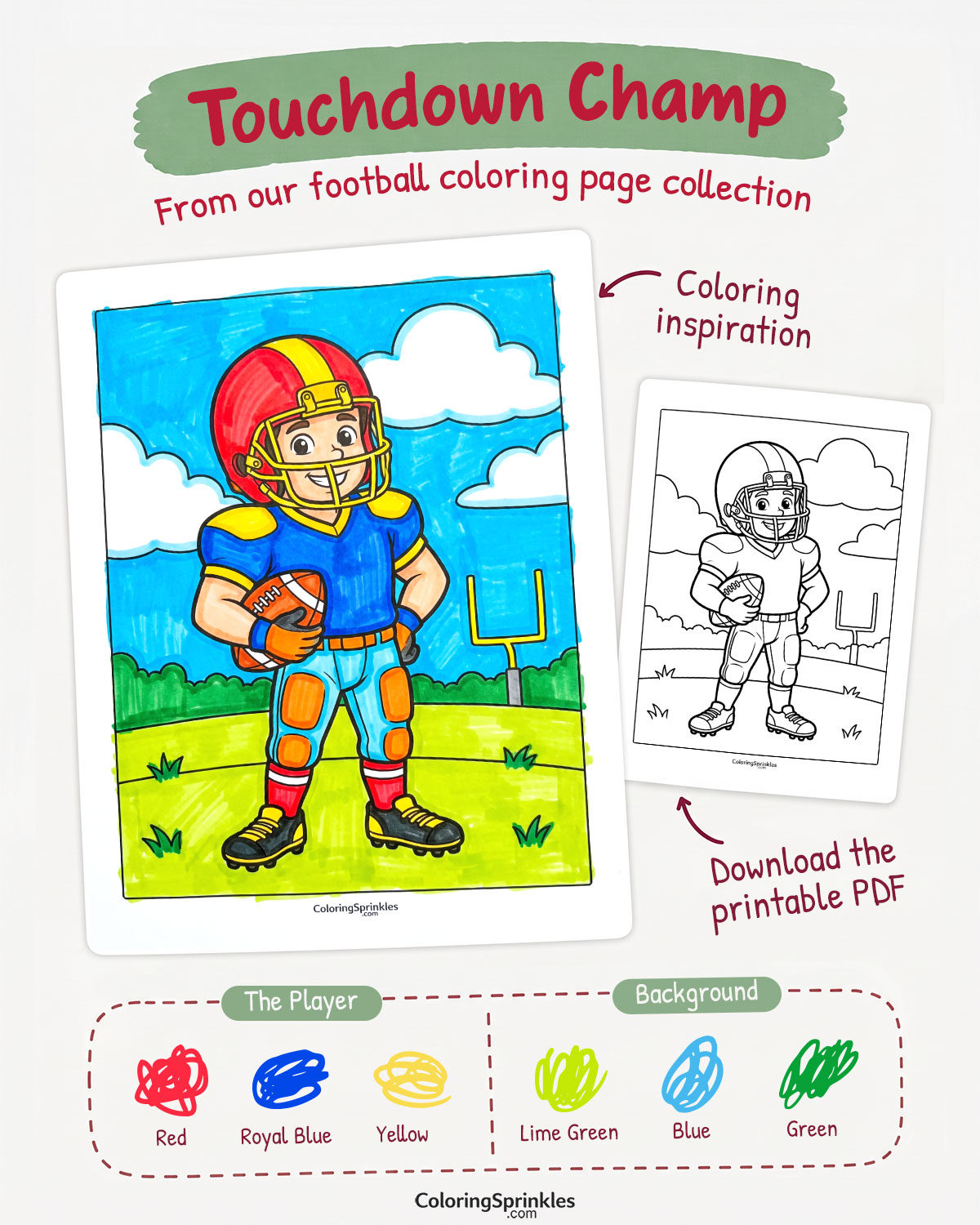 Touchdown Champ Coloring Page Inspiration