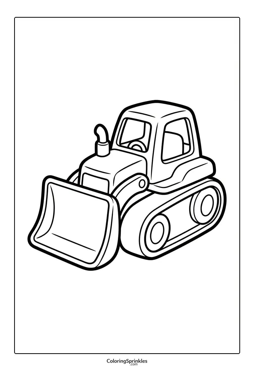 Coloring page of a simple bulldozer construction vehicle