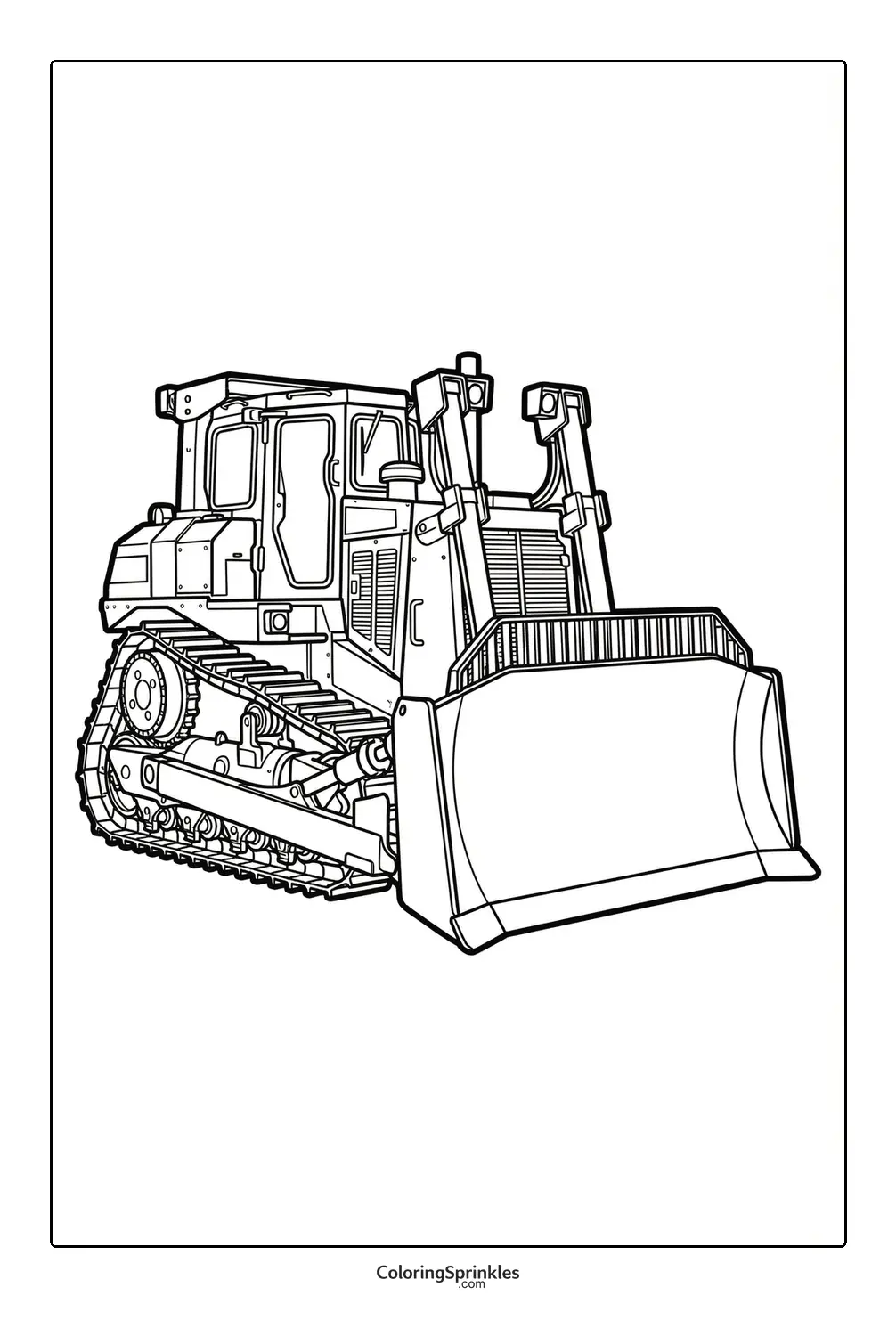 Coloring page of a bulldozer heavy equipment for construction