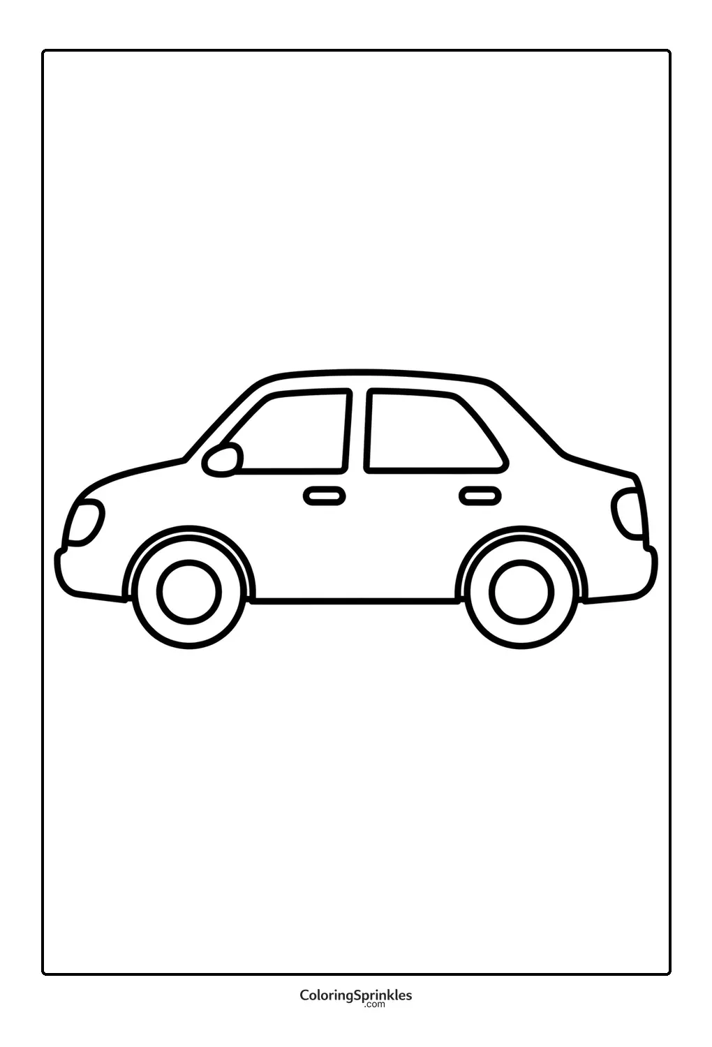 Coloring page of a simple car outline