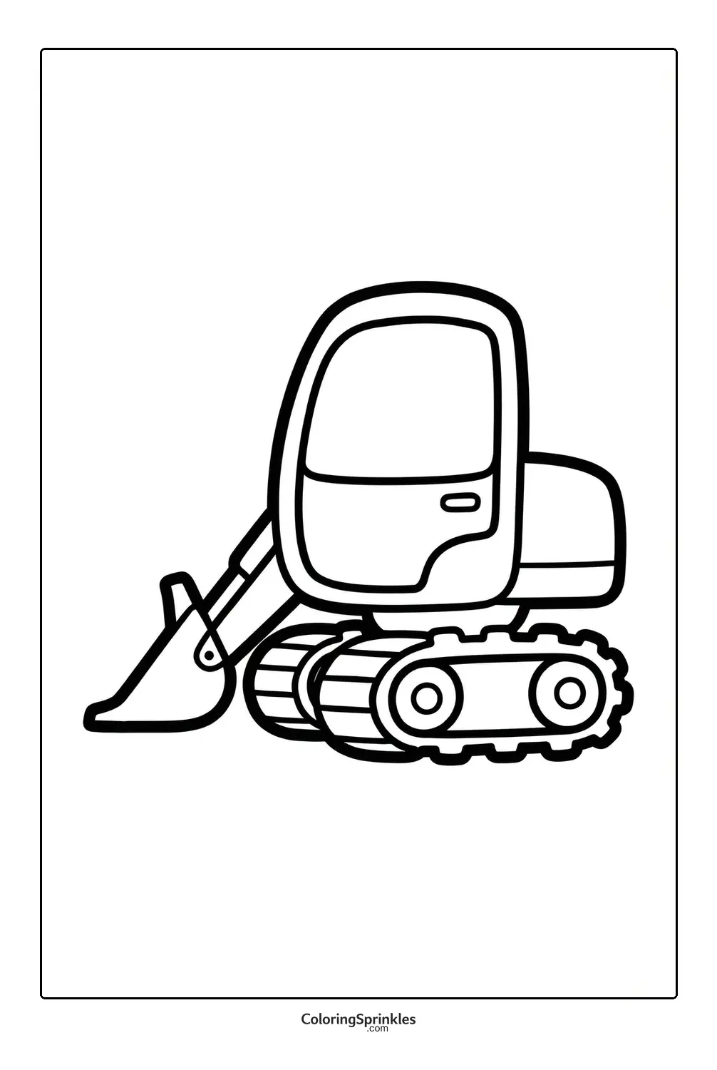 Coloring page of a simple digger excavator with tracks