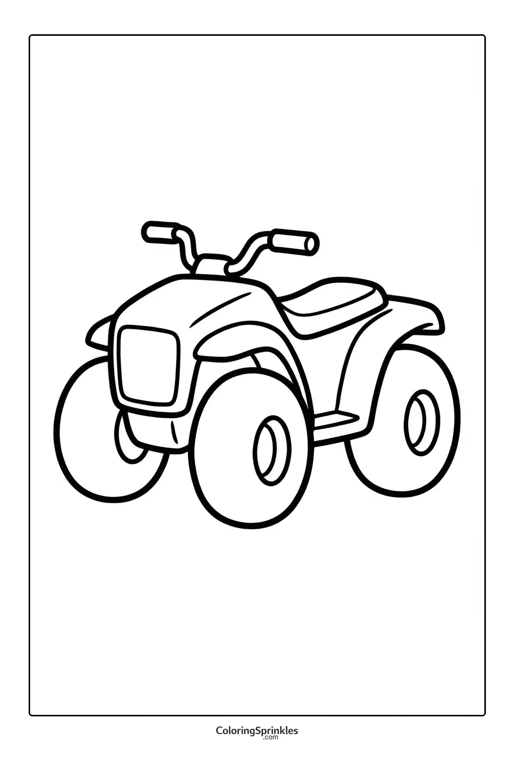 Coloring page of a simple outline of an ATV quad bike