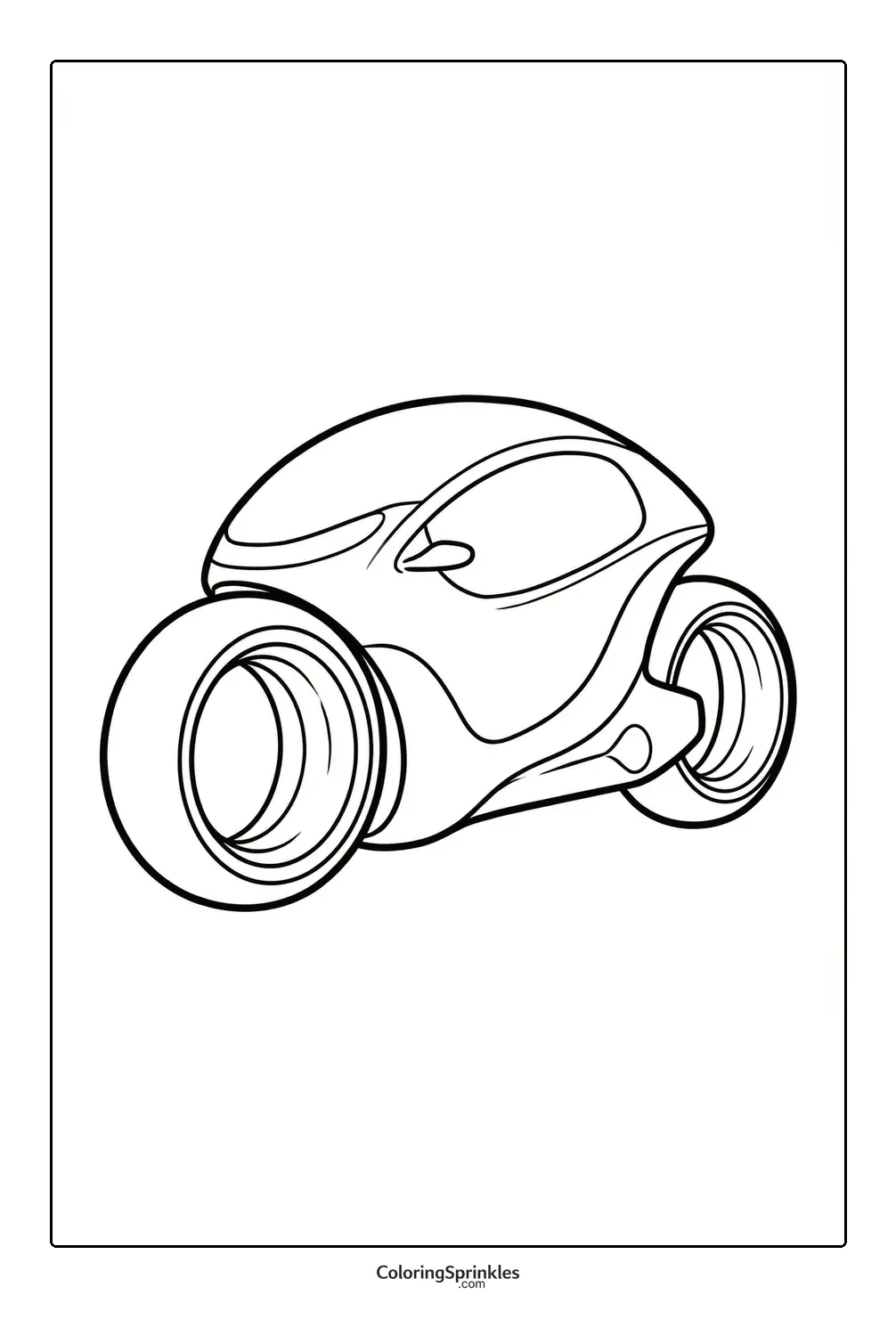 Coloring page of a futuristic motorcycle with a sleek design