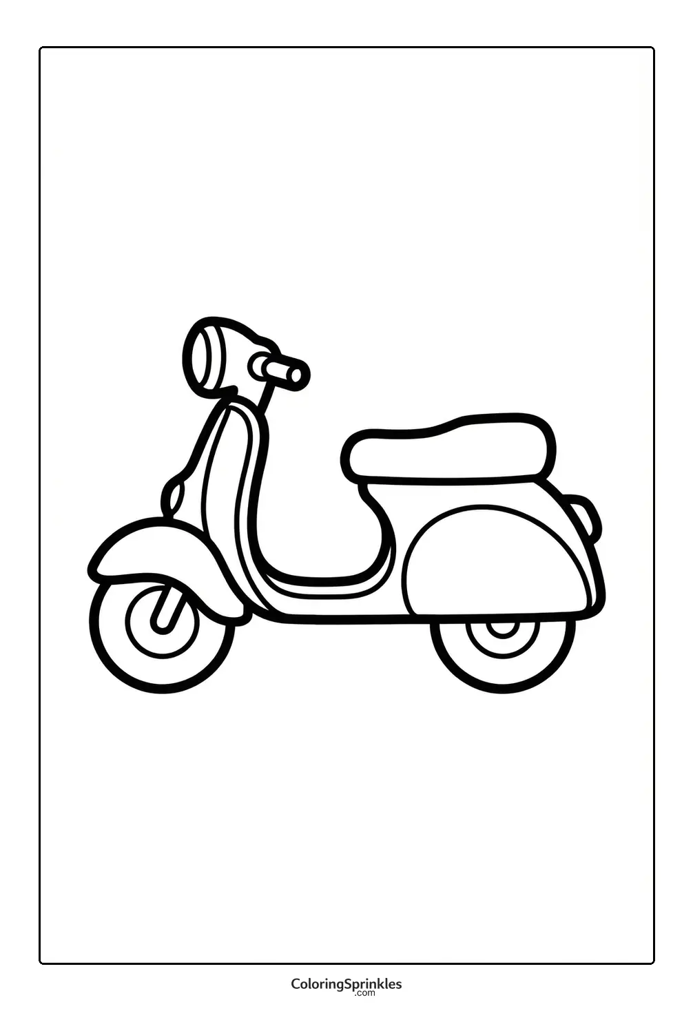 Coloring page of a simple scooter motorcycle outline