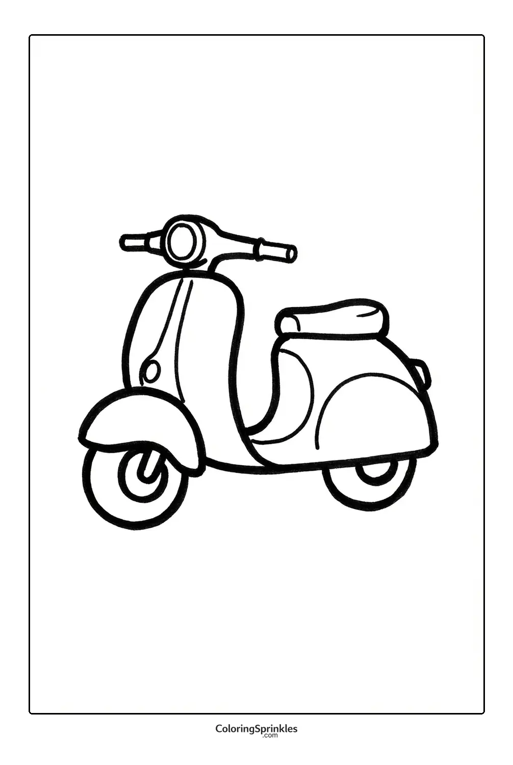 Coloring page of a vintage scooter with simple outline