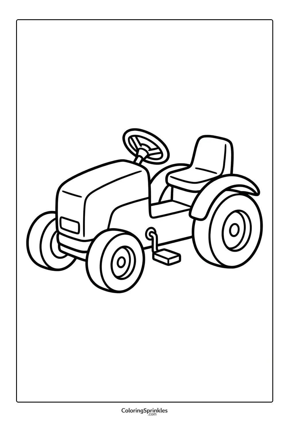 Coloring page of a simple tractor outline