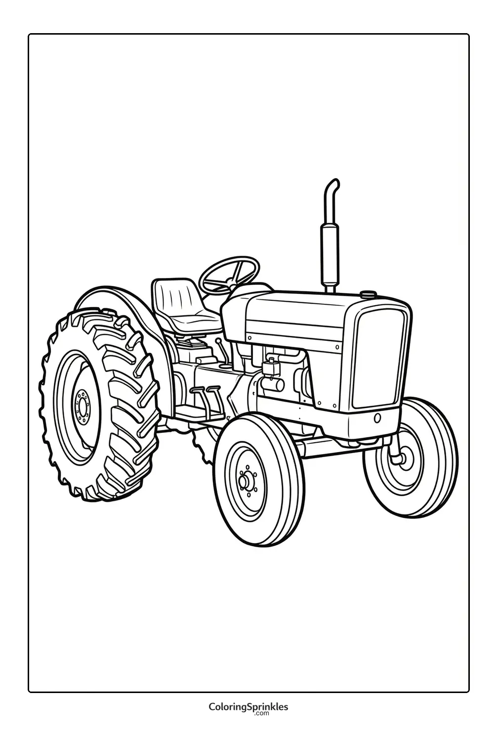 Coloring page of a simple farm tractor vehicle