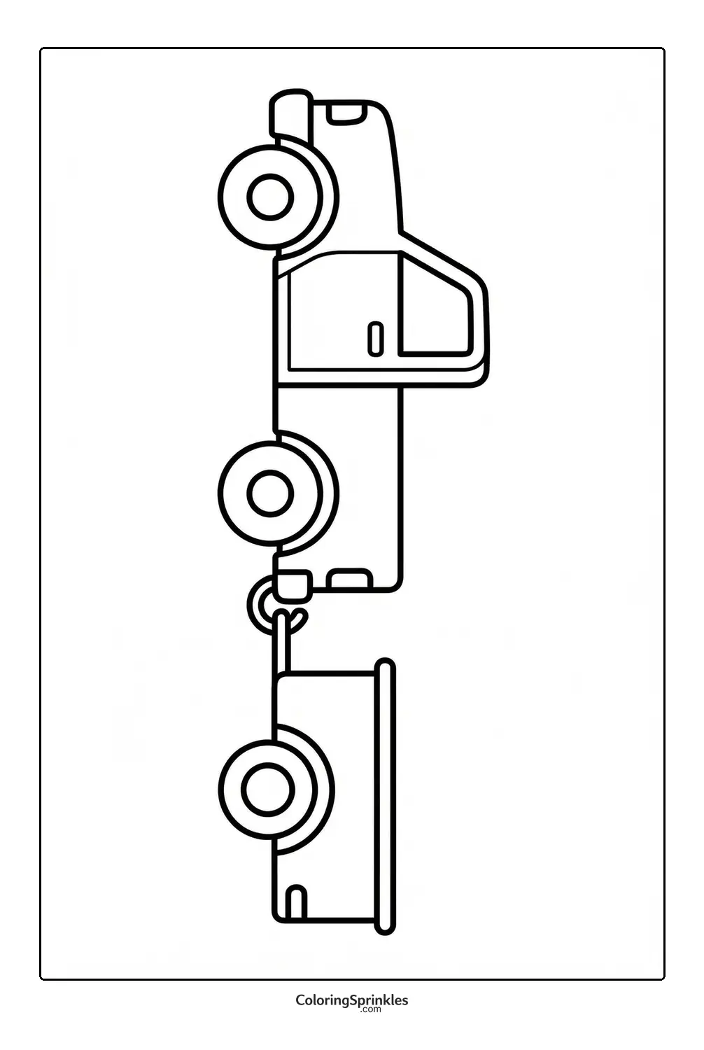Coloring page of a pickup truck with a trailer attached