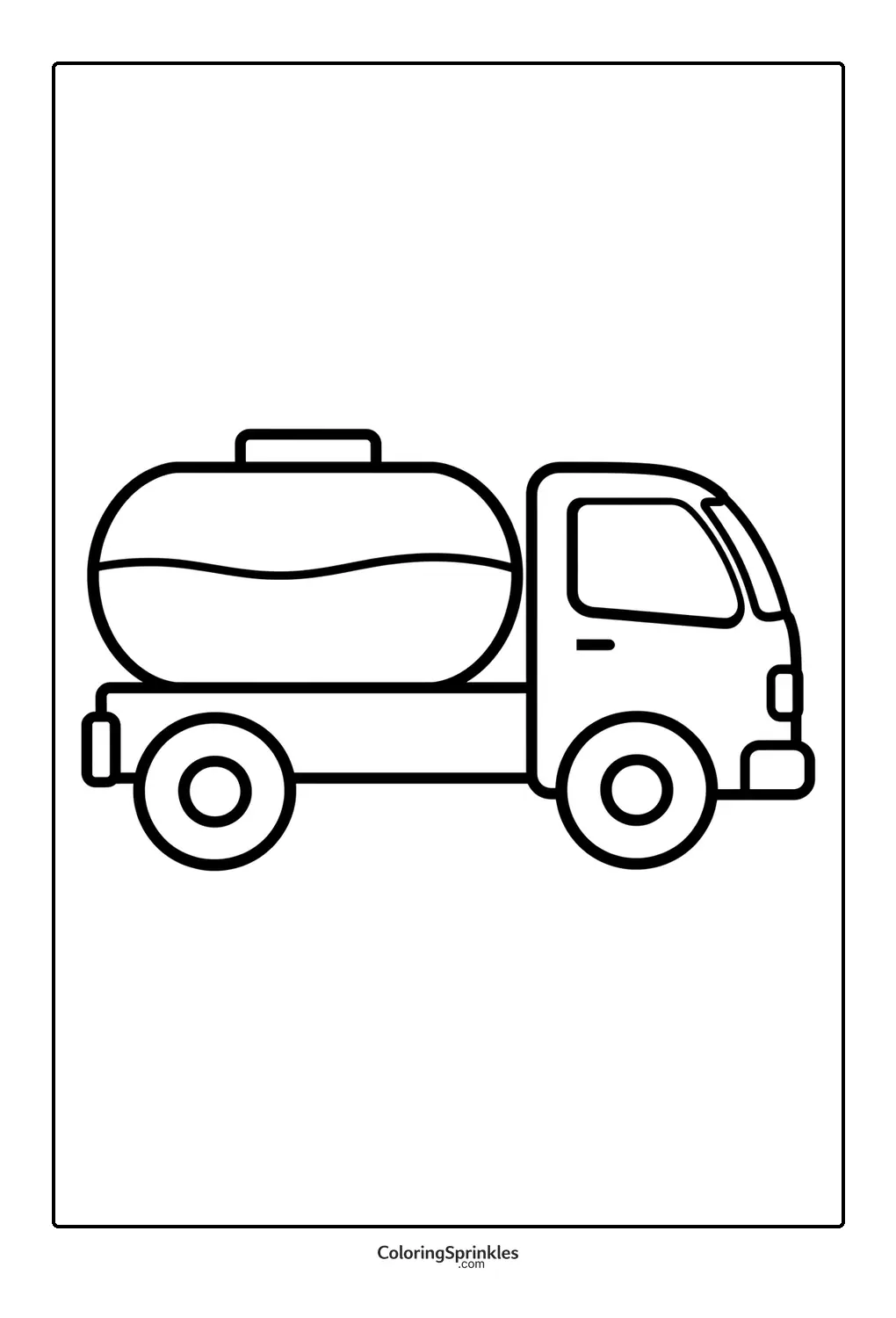 Coloring page of a tanker truck in simple outline style